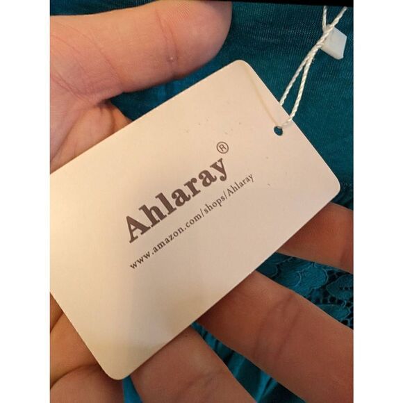 NWT Alharay Short Sleeve T-Shirt Flowy Top Lace Flowy Tunic Blouse Lace Trim Wom - Picture 4 of 7